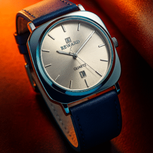 Reward Quartz Wristwatch – Classic Silver Dial with Blue Strap