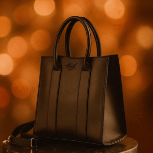 Black Structured Tote Bag with Detachable Strap