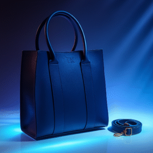 Navy Blue Structured Tote Bag with Detachable Strap