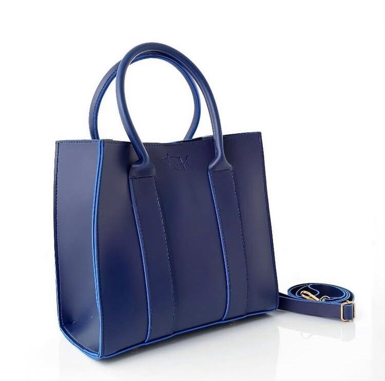 Navy Blue Structured Tote Bag with Detachable Strap - Image 3