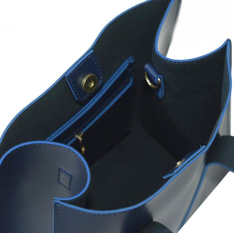 Navy Blue Structured Tote Bag with Detachable Strap - Image 2