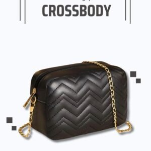 Chevron Quilted Crossbody – Black Elegance
