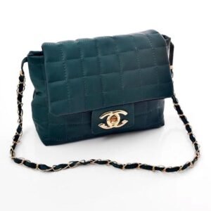 Emerald Quilted Crossbody with Gold Chain