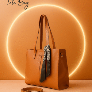 Ribbon Tote Bag – Elegant Leatherette Shoulder Tote